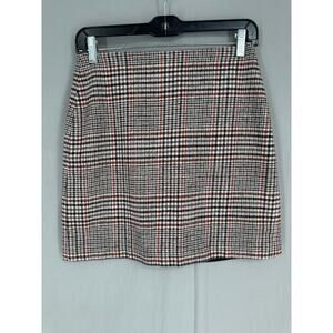 Thakoon Collective Skirt Womens 2 Beige Plaid Mini Academia Grunge Wool Black